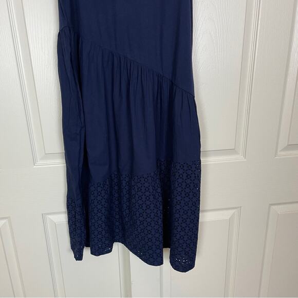 Chico’s Navy Mixed Material Tiered Sun Dress NWT - Picture 4 of 10